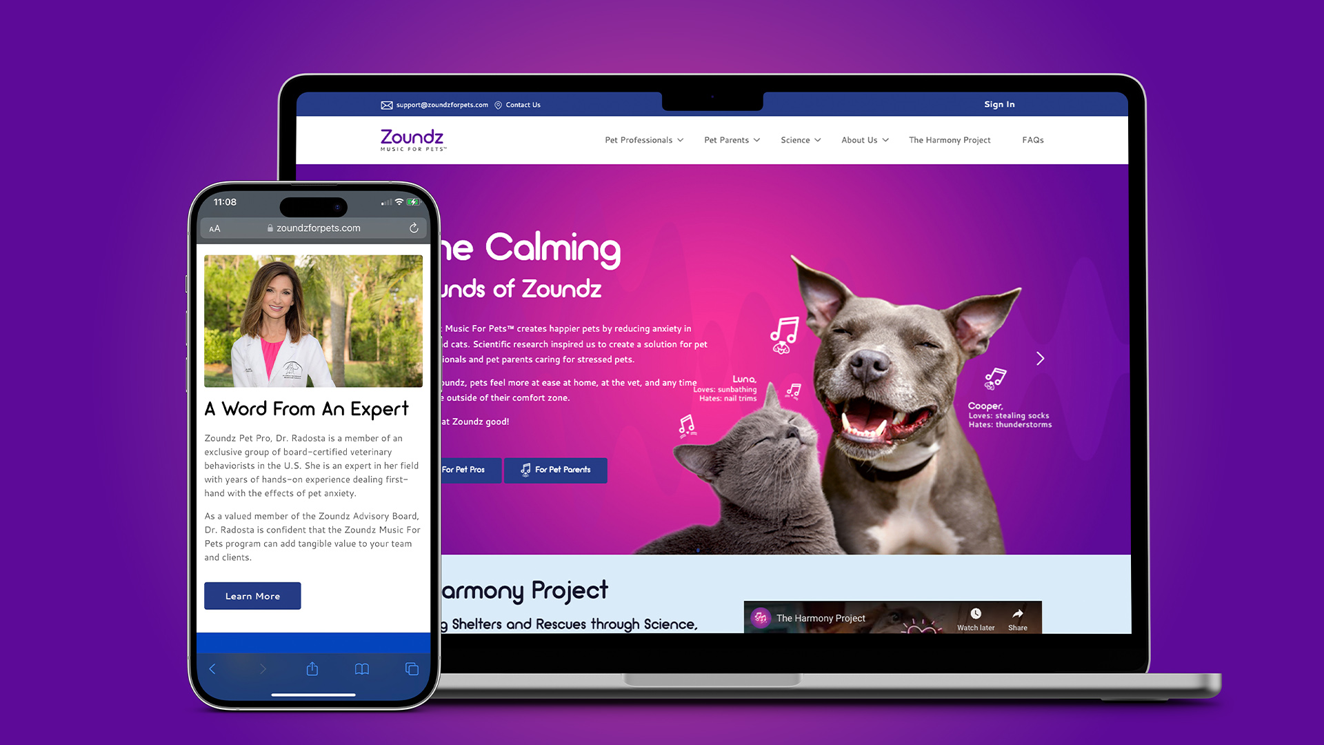 Zoundz Therapeutic Sounds for Pet Anxiety Website